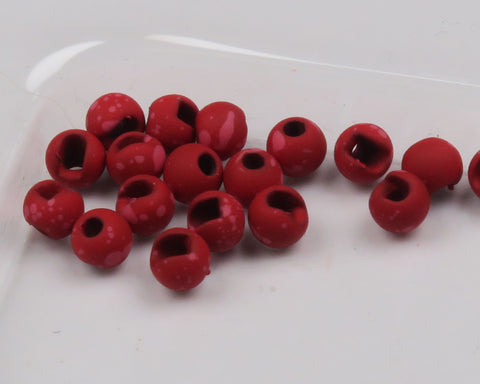 Mottled Tactical Slotted Tungsten Beads Red / 1/8 3.3mm