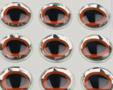 Oval Pupil 3D Eyes 3/8" / Orange/Black