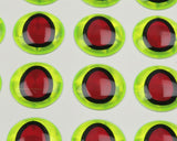 Oval Pupil 3D Eyes 3/8" / Chartreuse/Red