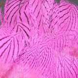 Strung Silver Pheasant Body Feathers #188 Hot Pink Silver